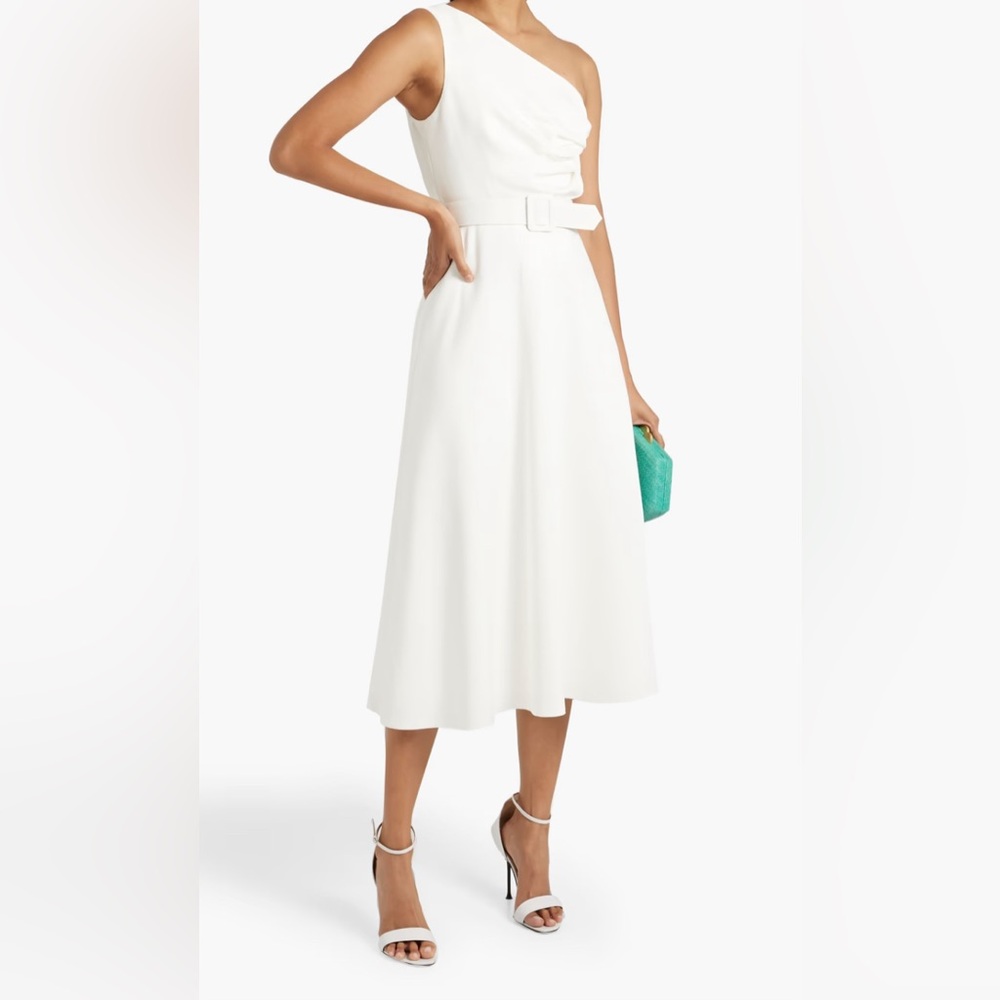 Badgley Mischka White One Shoulder Dress